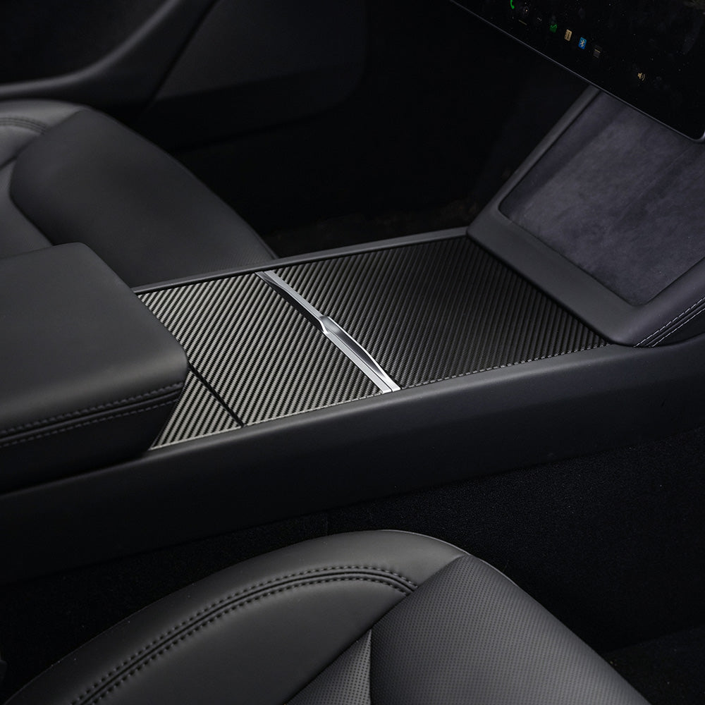 Center Console Wrap for Model 3 Highland Refresh | Black Carbon Fiber