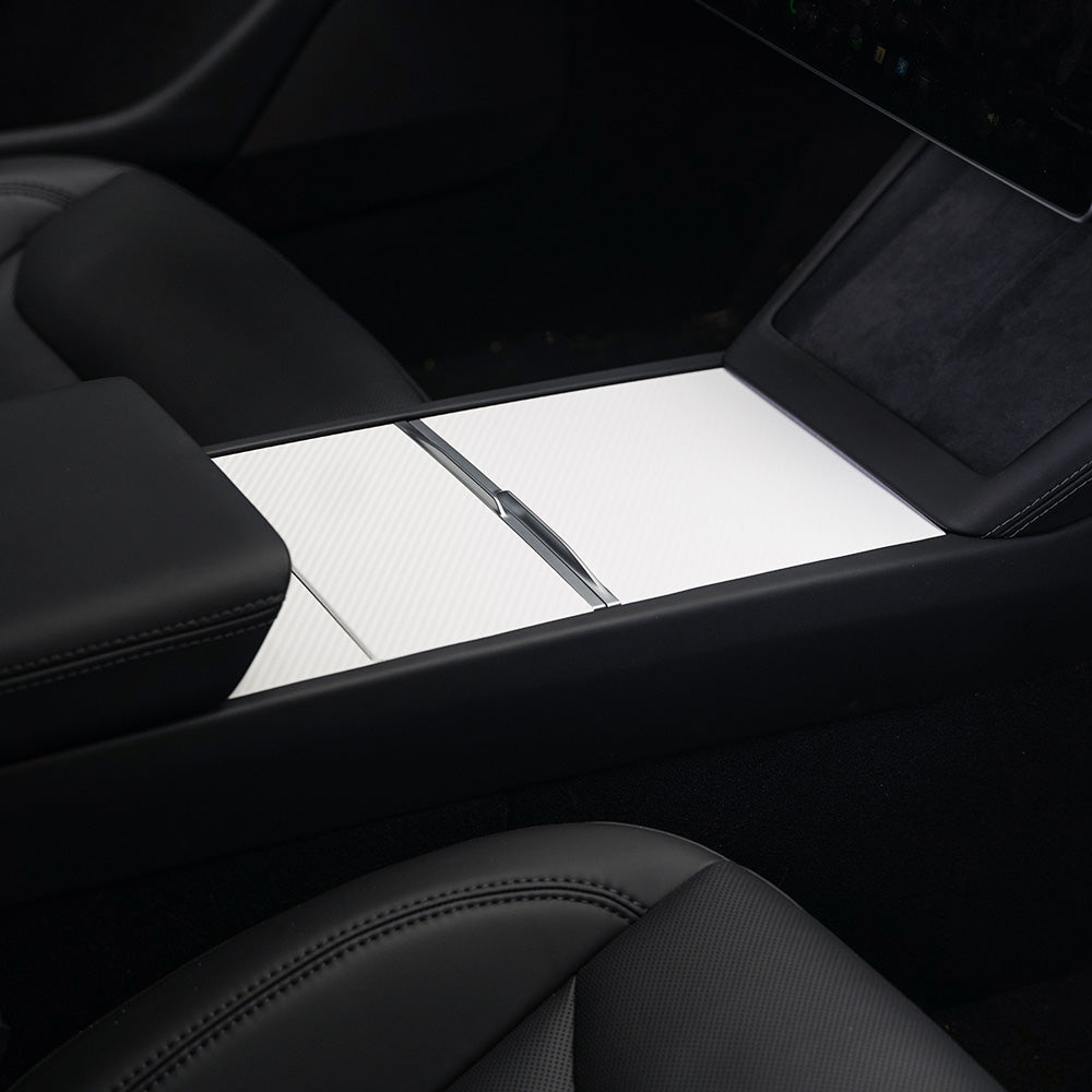 Center Console Wrap for Model 3 Highland Refresh | White Carbon Fiber