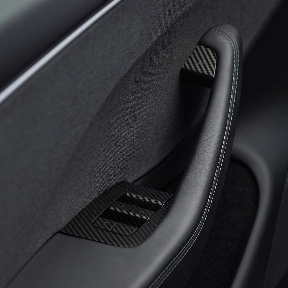Door Switch Wrap for Model 3 Highland Refresh | White Carbon Fiber