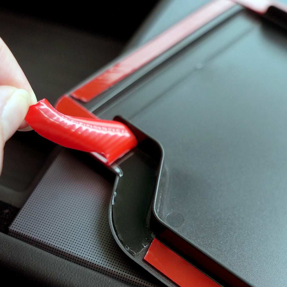 Easy peel and stick adhesive.