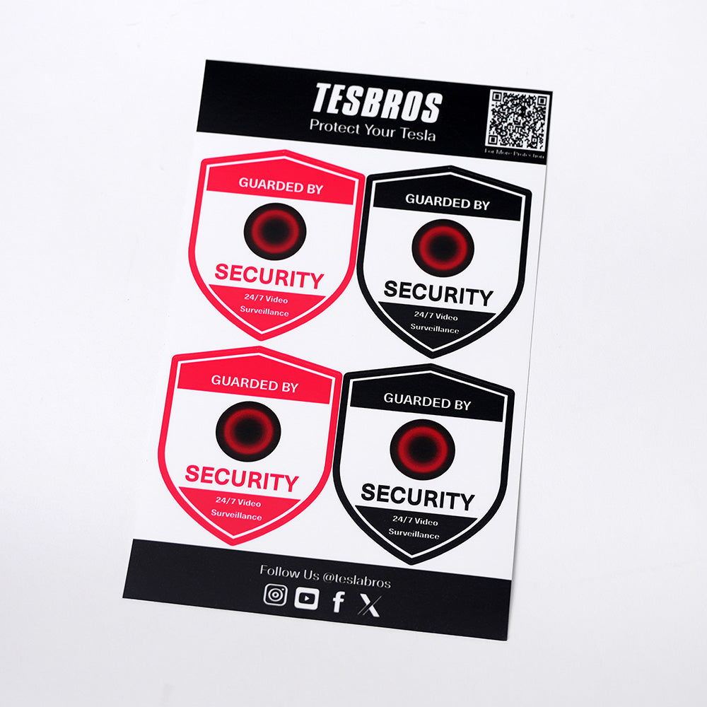 Sentry Mode Surveillance Sticker Set | White Background