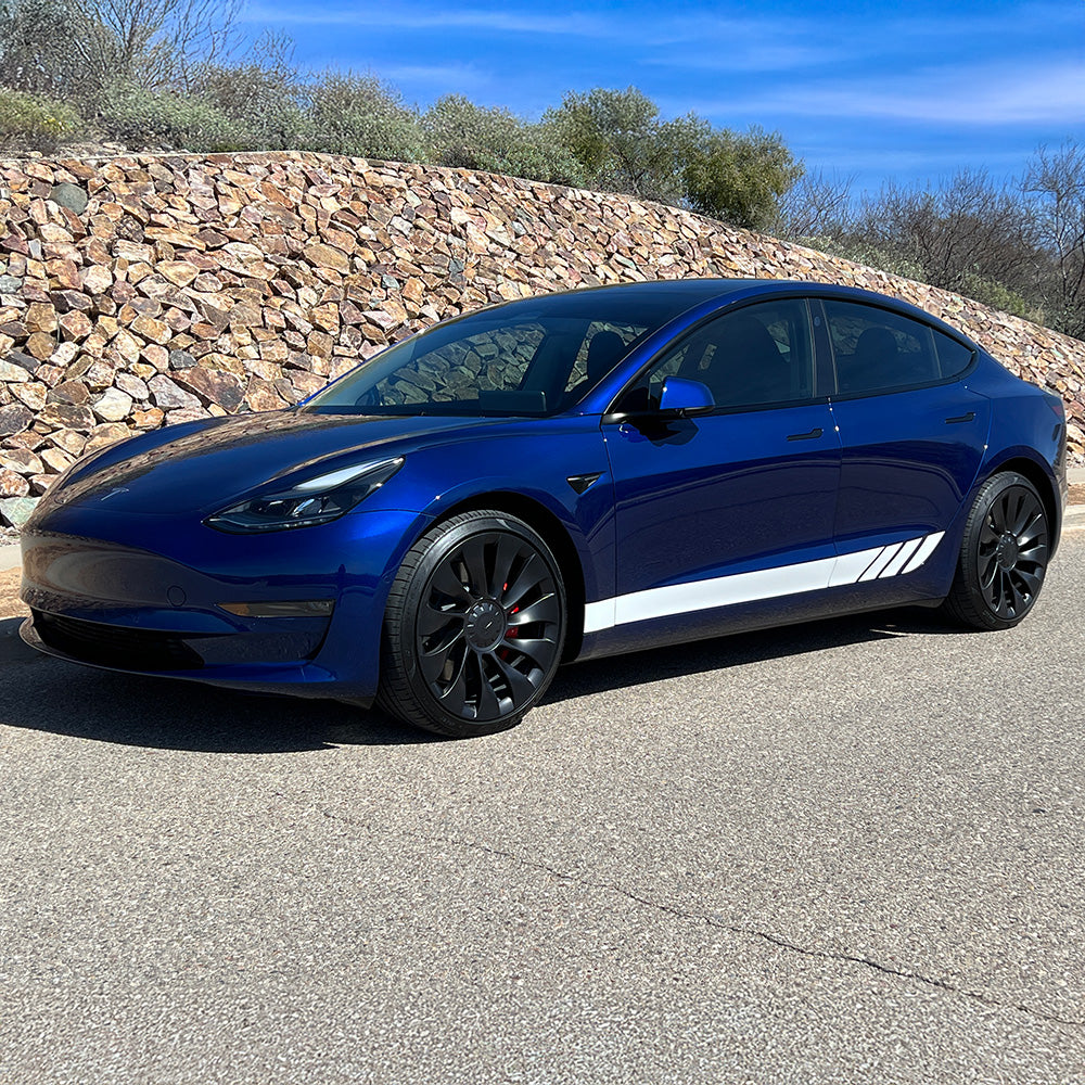 Side Racing Stripes for Model 3 | Satin White